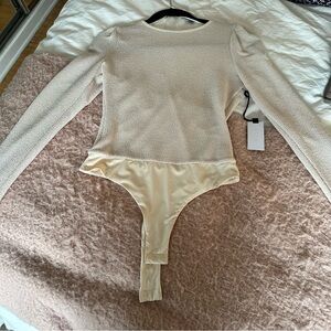 Astr Cream Fitted Long Sleeve Bodysuit